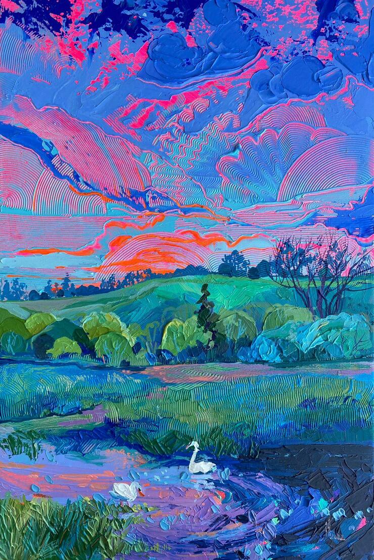 two swans, acrylic, 2022