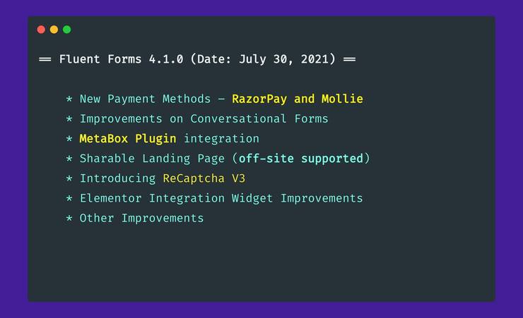 Fluent Forms New Update